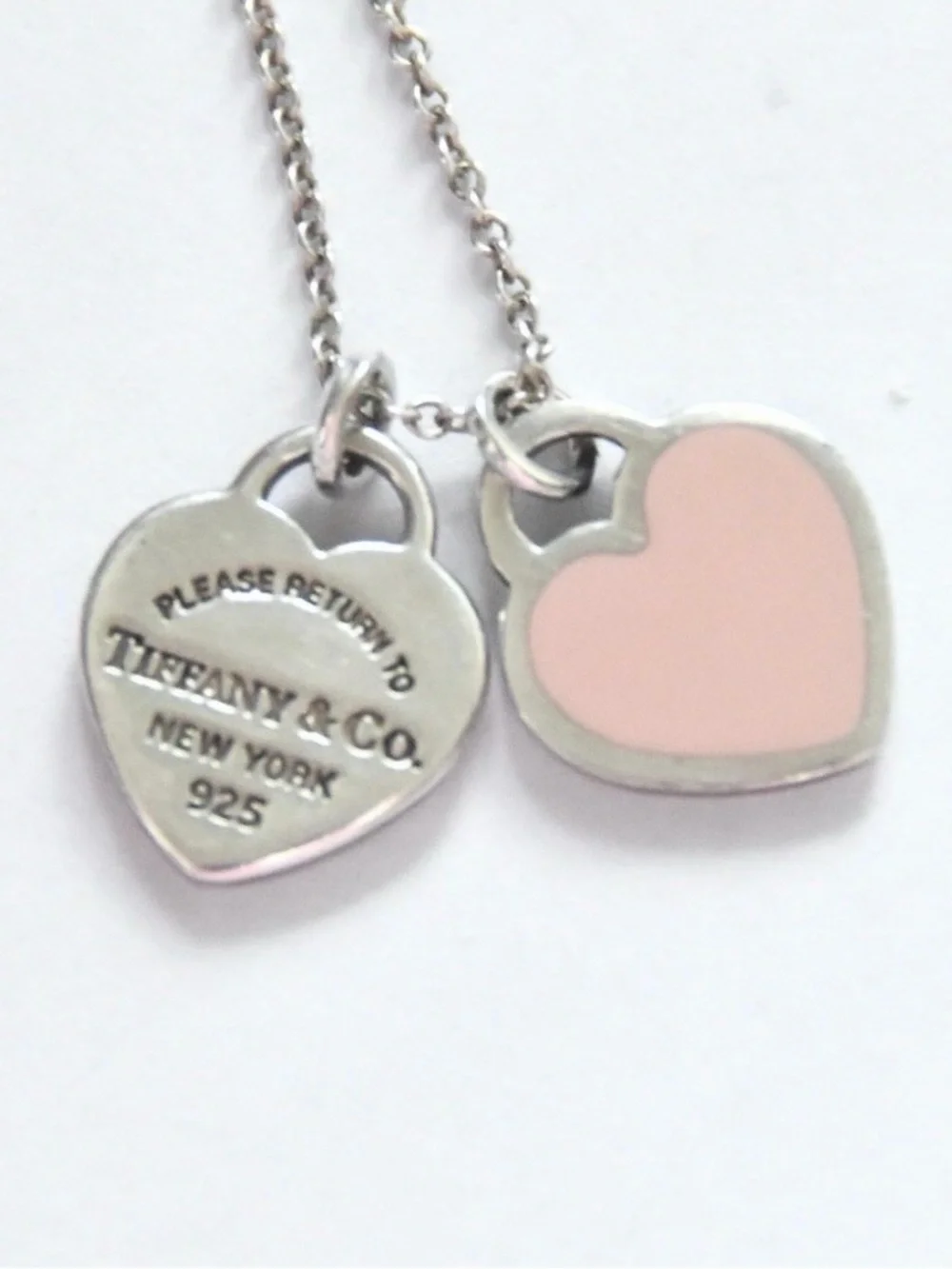 Tiffany & Co. Pink Mini Double Heart Tag Neclace - Picture 2 of 5